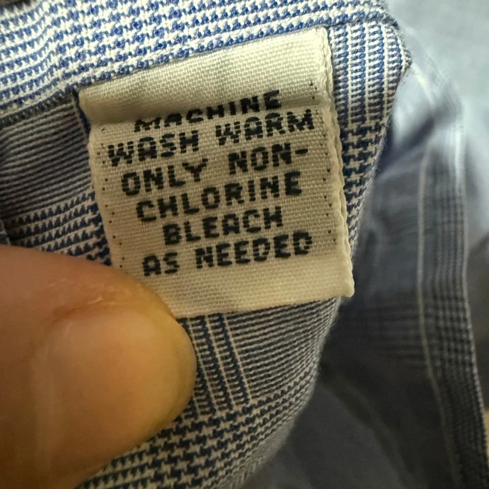 Polo Ralph Lauren Mens Blue Micro Check Button Down Shirt Long Sleeve Monogram
